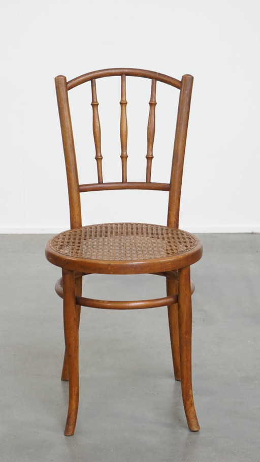 Vintage bistro chair in the style of Thonet with a wicker seat