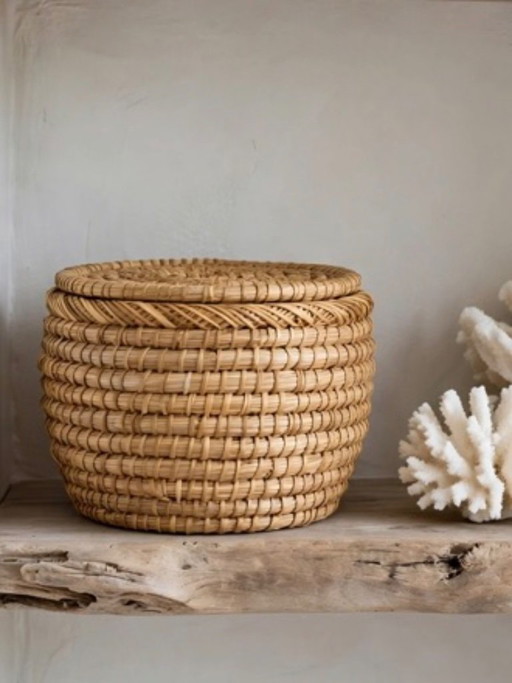 Round Woven Rush Basket Morocco
