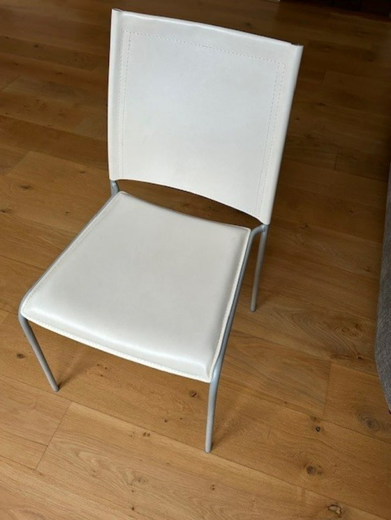Image 1 of set of 6 white dining chairs