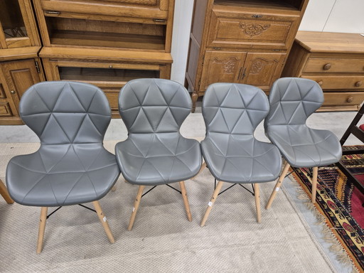 Vintage skandinavische Stühle – eetkamerstoelen, Metal, Wood (photo 2 of 9)