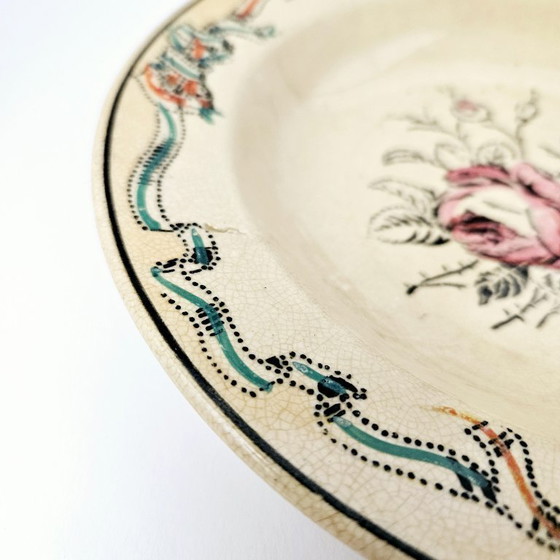 Image 1 of Antique August NOWOTNY ALTROHLAU Wall Deep Plate From Bohemia | Very Old Porcelain Hand-painted Floral Hanging Plate From 1890s 