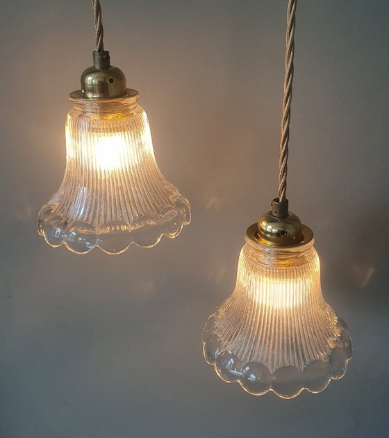 Set of 2 Holophane pendant lamps, Art Deco – Metal (photo 11 of 23)