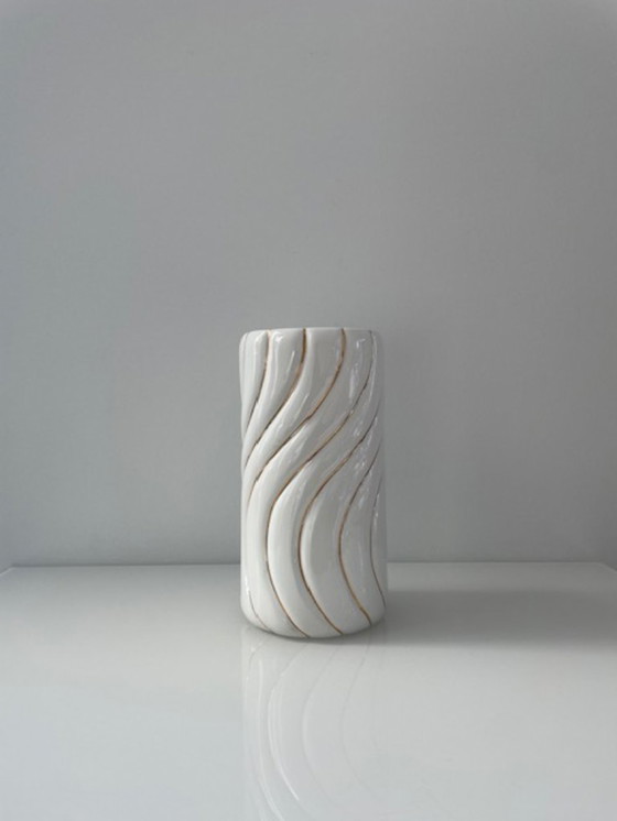 Image 1 of Vintage Italian vase Rigoni white gold 33 cm