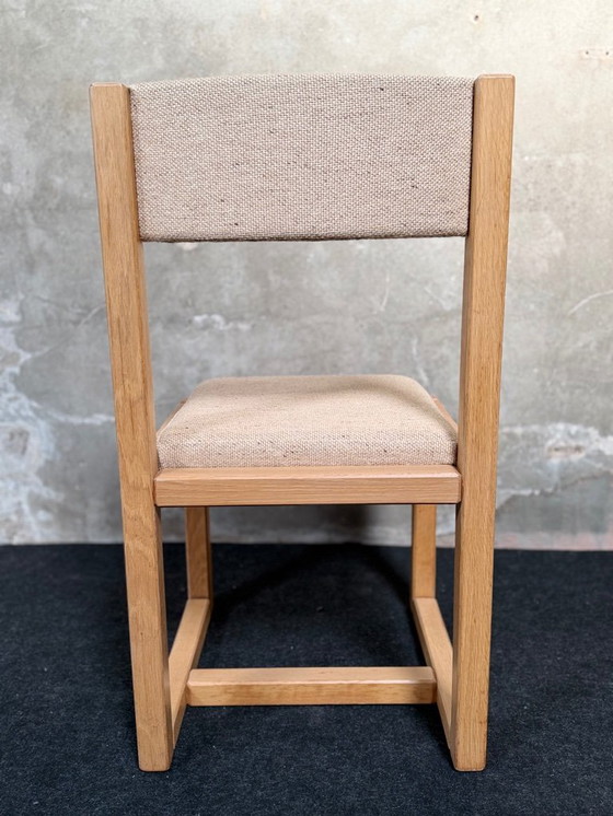 Image 1 of 6 chaises de salle à manger vintage en chêne massif avec assises beiges