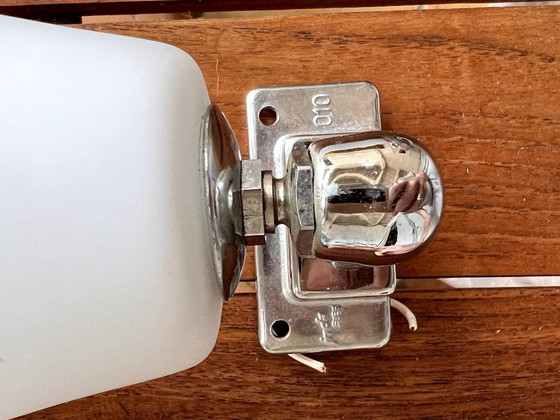 Image 1 of Pair of vintage INDA sconces - chrome & white opaline - Italy, Circa 1970