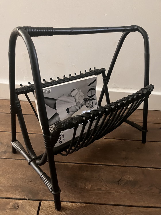 Image 1 of Vintage rotan tijdschriftenrek / lectuurmand