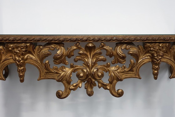 Image 1 of 20th Century Italian Baroque style gilded and carved wall console
