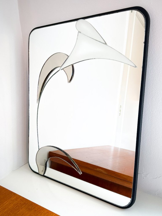 Image 1 of Vintage David Marshall Layered Mirror - 1989 - Sculptural Wall Piece - Original Labeled Work – Numbered # MP-13 - Lily - Floral