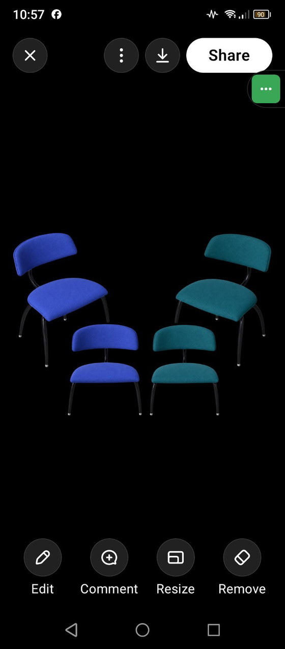 Set van 2 originele Lande designstoelen – Eetkamerstoelen, Metal, Polyester (photo 3 of 9)