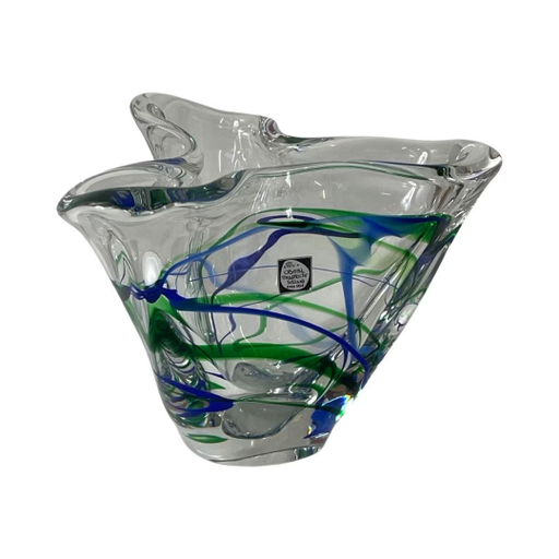 Max Verboeket - Kristalunie Maastricht - Vase mit Blau und Grün - Unbenutzt, Vintage