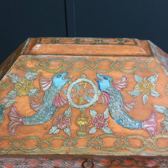 Image 1 of Cofre nupcial húngaro antiguo pintado a mano