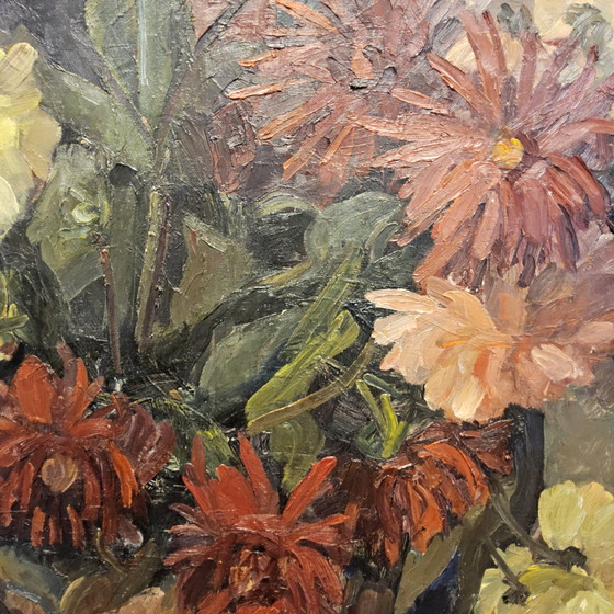 Image 1 of Grande Nature Morte Vintage à l'huile (162x120cm) Grande Nature Morte à l'huile (cadre baroque doré)