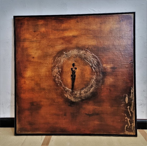 Image 1 of Frances Eckhardt - Figurative painting hand-painted modern art mysterious figure 90x90 cm