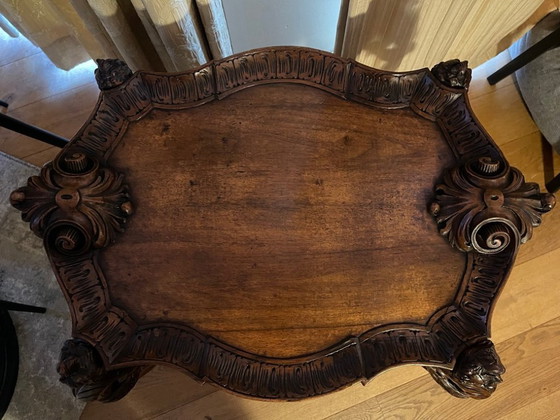 Image 1 of Mesa neorrenacentista con bandeja, italiana, siglo XIX, nogal macizo