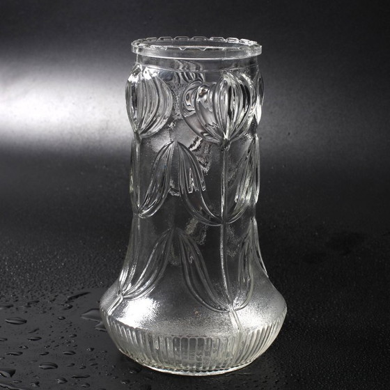 Image 1 of Vintage Pressed Glass Vase / Mid-Century Floral Pattern / Glass Union / Czech Republic / 1960s