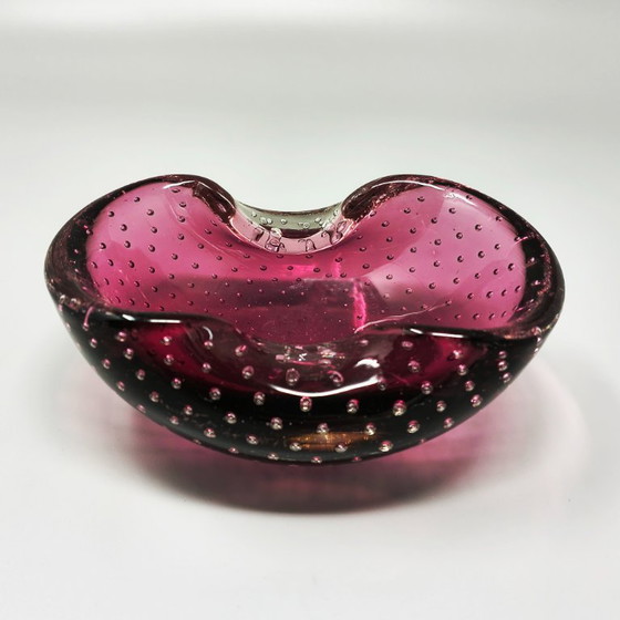 Image 1 of Roze asbak of opvangbakje uit de jaren 60, gemaakt van Bullicante Murano-glas door Flavio Poli.