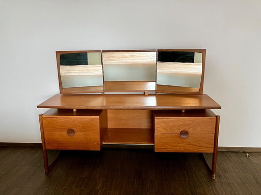 🇩🇰 Vintage 🇫🇮 Scandinavische toilettafel met verstelbare spiegels  