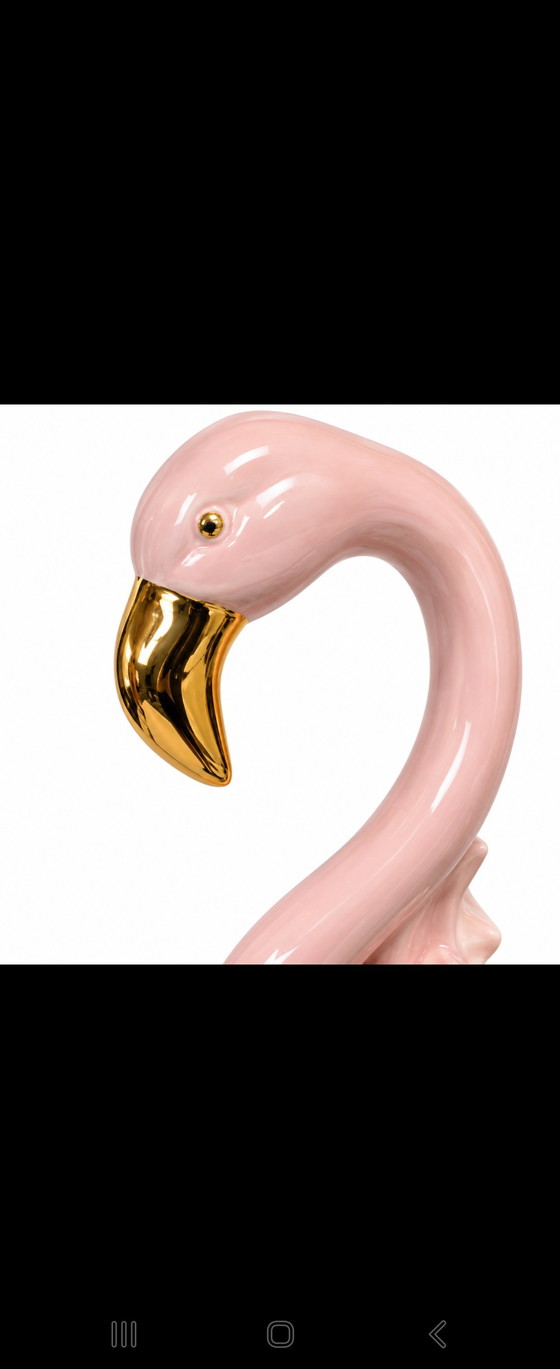 Flamant Rose XL en Porcelaine Italienne Vintage – Hollywood Regency – Sculptures, Ceramic (photo 2 of 8)
