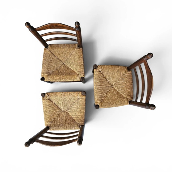 3 x Antique Provincial Ladderback Child's Chairs / Rush Seat / 1930s – Dining chairs (photo 4 of 18)