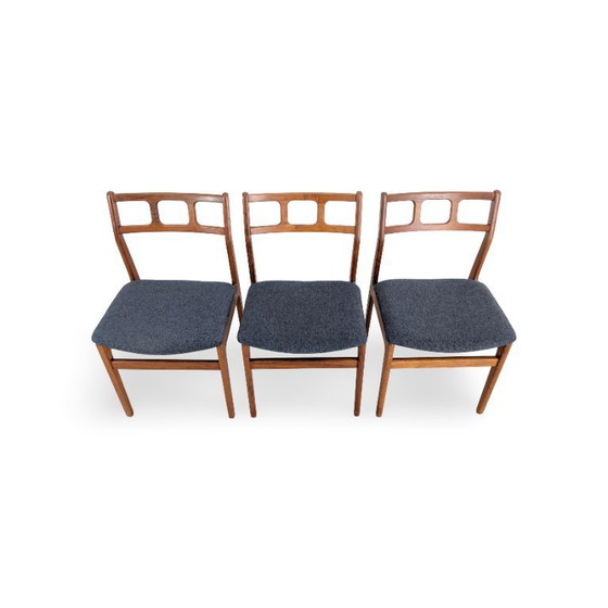 Image 1 of Set van 3 originele mid-century stoelen, Deens design, teakhout, vintage jaren 60.