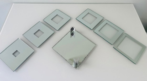 Image 1 of Vintage mirrored coaster set with holder