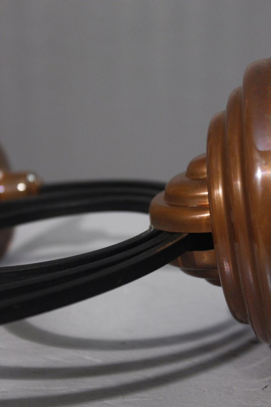 Image 1 of Portacandele modernista in rame e ferro, Villedieu, Francia, anni '30, Art Déco