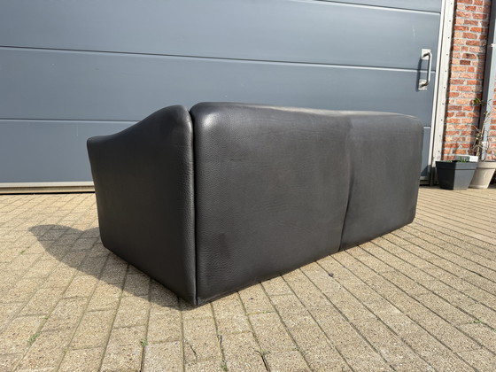 Image 1 of De Sede DS47 3-Sitzer in Büffelleder 5 mm NECK Schwarzes Leder, ausziehbarer Sitz