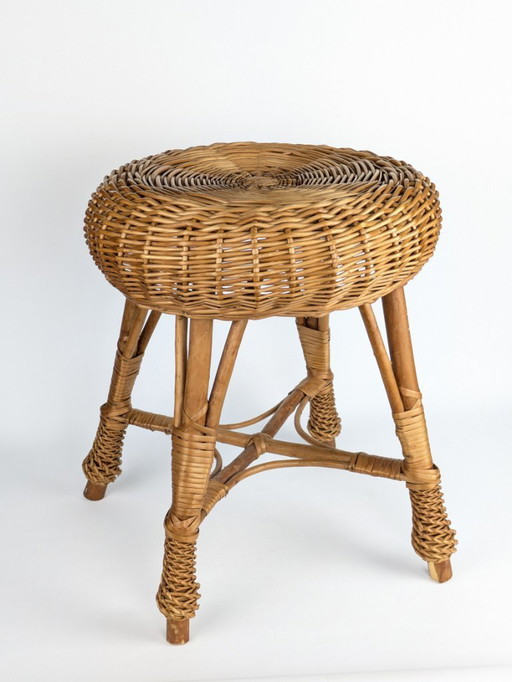 Vintage wicker stool, 1960