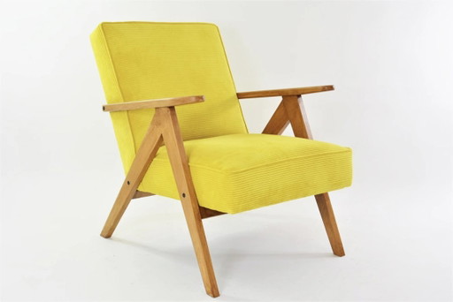 Kompas fauteuil in fluorescerend geel corduroy