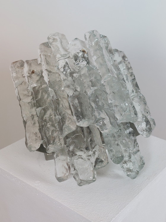 Image 1 of Pair of Magnificent Ice Glass Sconces Designed by J.T.Kalmar for Franken KG (Austria | 1960)