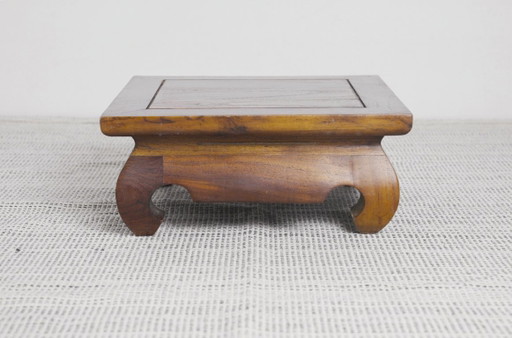 Indonesische hardhouten lage tafel in opiumstijl, Aziatische altaartafel, vintage houten plantenstandaard, Japandi bijzettafel