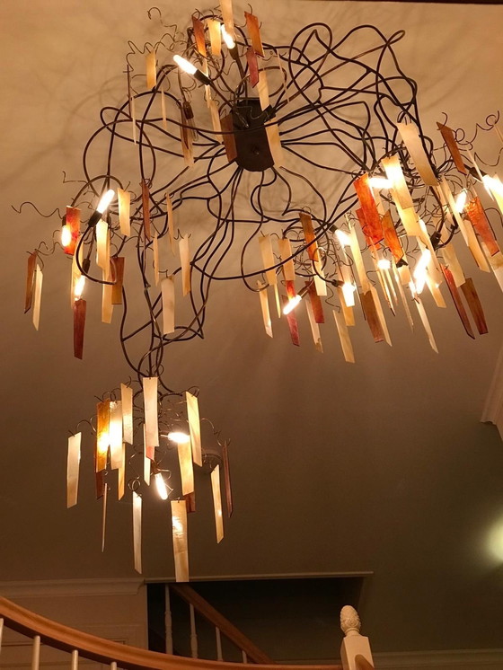 Image 1 of Atelier Wim Mulder – lampadario scultoreo in rame e vetro cattedrale