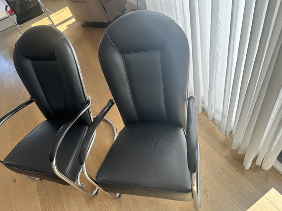 Set van 2 Gispen Classic AA Fauteuils – Zwart Leerontwerp van W.H. Gispen uit 1937 – Chrome, Leather (photo 7 of 13)