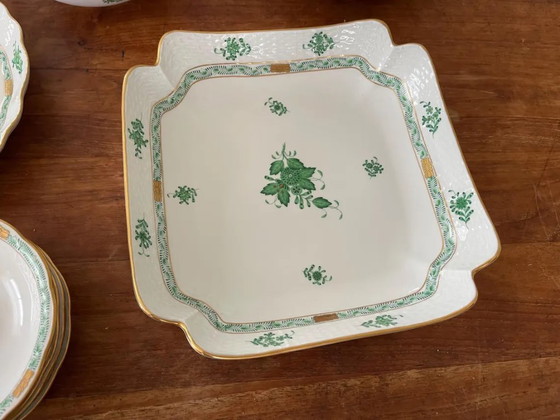 Image 1 of Gorgeous Herend Hungary Apponyi Chinese Bouquet Green Complete Dinner, Breakfast and Tea/Coffee Service Set – 6 Place Settings