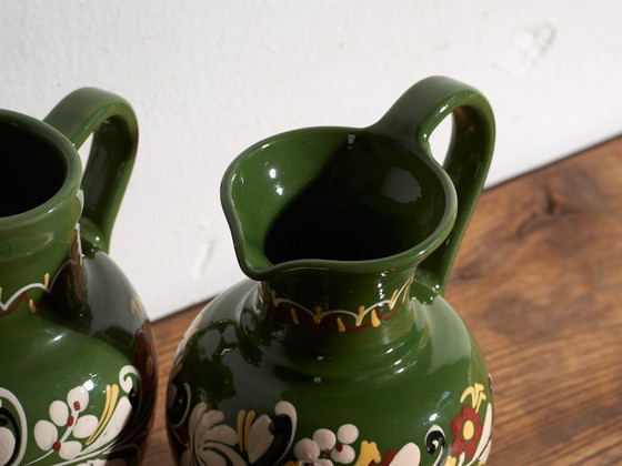 Pair of Vintage Glazed Ceramic Jugs, Central Europe, circa 1950 #6, Crockery, Yellow (photo 2 of 10)