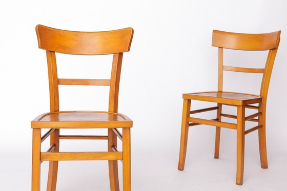 Image 1 of Set of 4 Vintage Frankfurter Chairs, 1960s German Dining Chairs, Beech Wood Frames