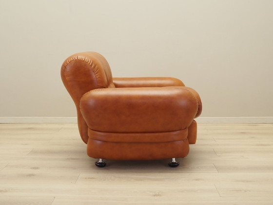 Image 1 of Fauteuil en cuir, design italien, années 1970, production : Italie
