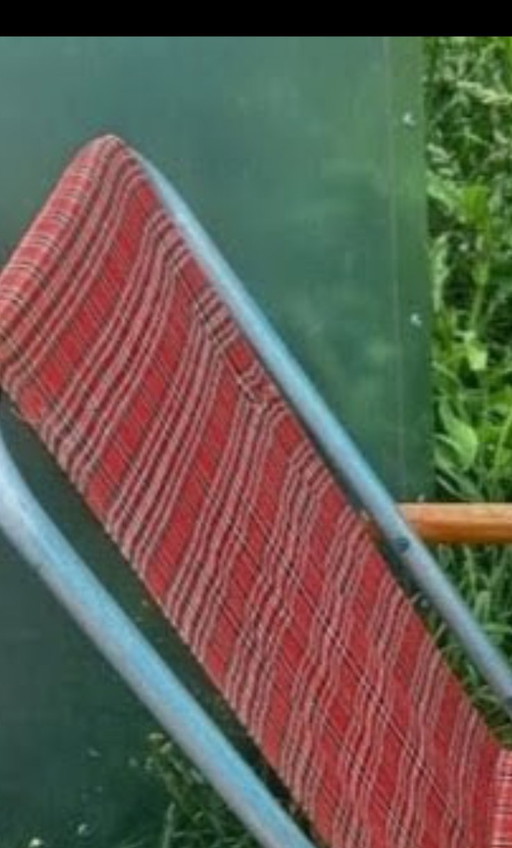 Silla plegable vintage retro, silla de camping, silla de aluminio, RDA