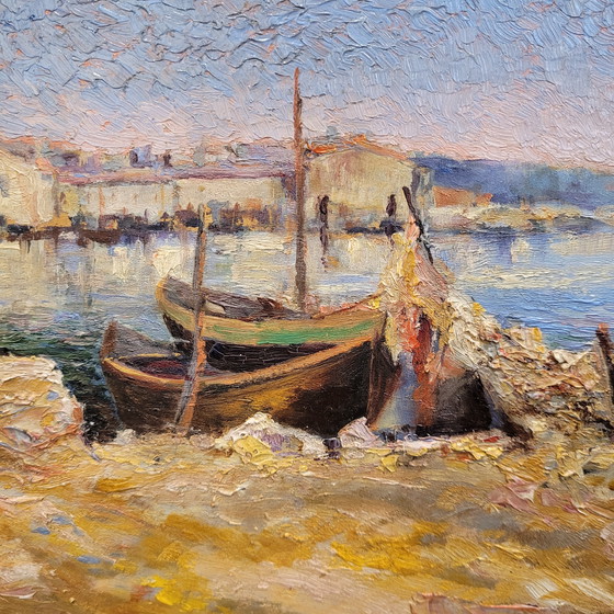 Image 1 of Huile sur panneau « Marina », École française, XIXe/XXe siècle – France
