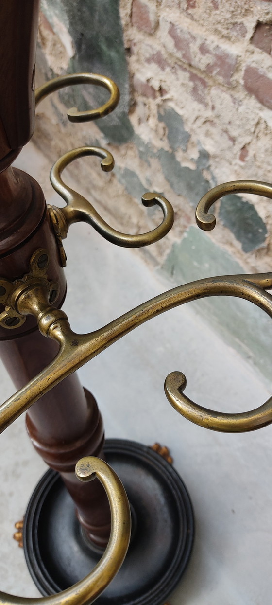 Porte-manteau/penderie victorien anglais ancien en acajou (vers 1850) – Portemanteaux, Wood, Brass (photo 14 of 15)