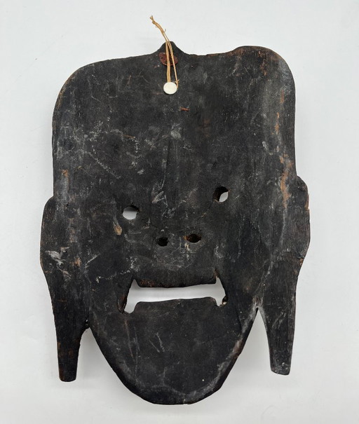 Vintage Nepal/Tibet wandmasker in Bhairava/Mahakala-stijl – hout en metaal