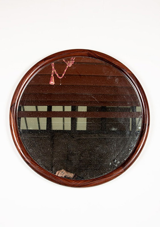 Image 1 of Grande specchio rotondo in palissandro danese di Vildbjerg Mobelfabrik 1960
