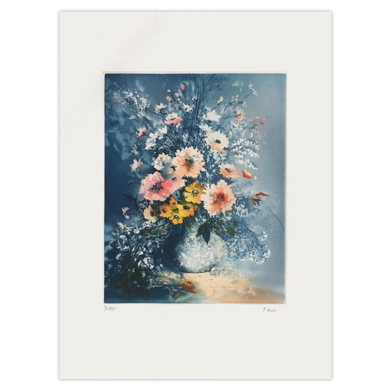 Image 1 of Frankreich HILON Grand Bouquet d'été Signierte Radierung 1990