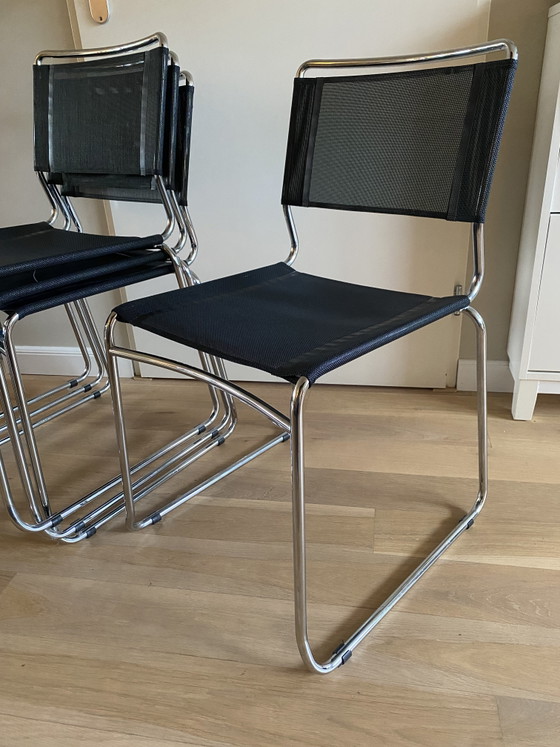 Set of 4 Thonet Bauhaus Style Netweave Chairs - Italy 2008 – Dining chairs, Chrome (photo 3 of 7)
