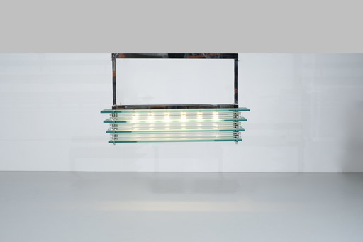 Large Glass Ceiling Hanging Chandelier, Italy 1970s