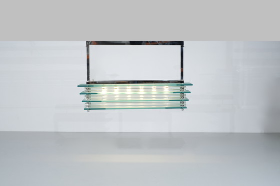 Image 1 of Large Glass Ceiling Hanging Chandelier, Italy 1970s