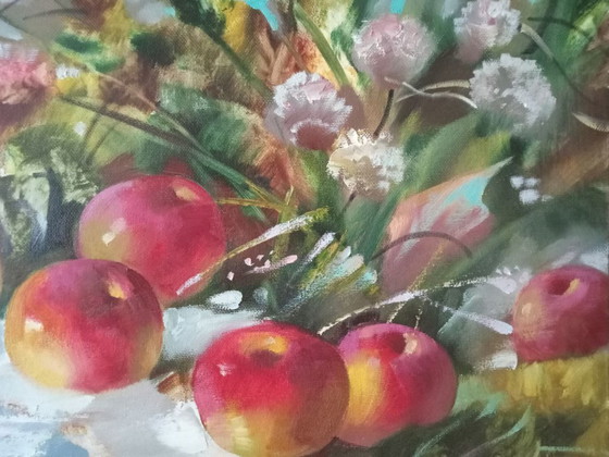 Original Ölgemälde Abstrakter Expressionismus Fruchtstillleben Äpfel im Schnee – Gemälde & Zeichnungen, Canvas (photo 4 of 8)