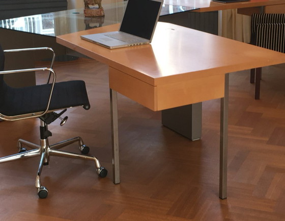 Image 1 of Light wood desk or side table with one drawer