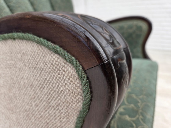Deense relaxstoel uit de jaren 60, meubelwol, eikenhout – Fauteuils, Wood, Wool (photo 10 of 21)