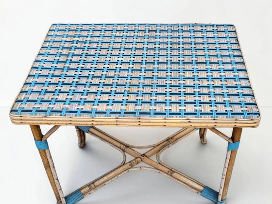 Geflochtener Rattantisch, Mitte des 20. Jahrhunderts – Esstische, Wicker, Wood (photo 5 of 8)